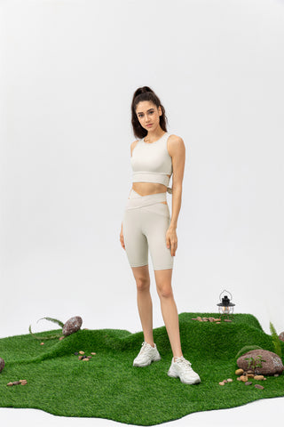 Crisscross Lace Up Workout Tank Top & Shorts Set