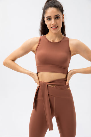 Crisscross Lace Up Workout Tank Top & Shorts Set