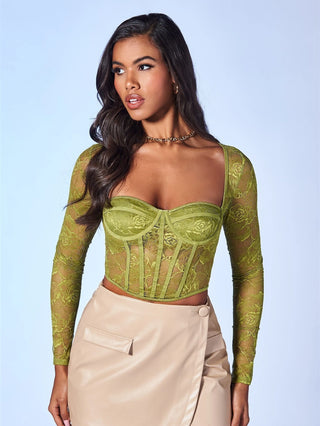 Sweetheart Neck Bustier Lace Top