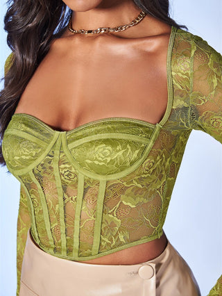 Sweetheart Neck Bustier Lace Top
