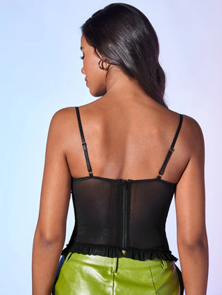 Lace Panel Mesh Cami Top