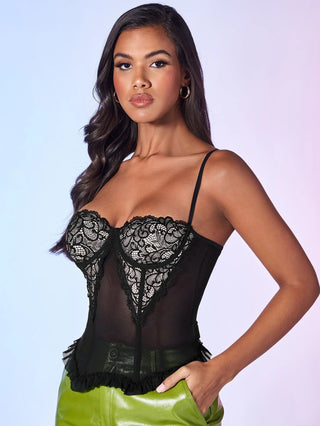 Lace Panel Mesh Cami Top