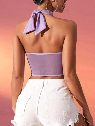 Mesh Insert Halter Corset Top