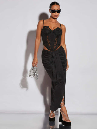 Contrast Mesh Bustier Cami Top