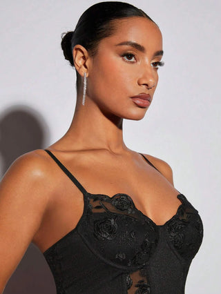 Contrast Mesh Bustier Cami Top