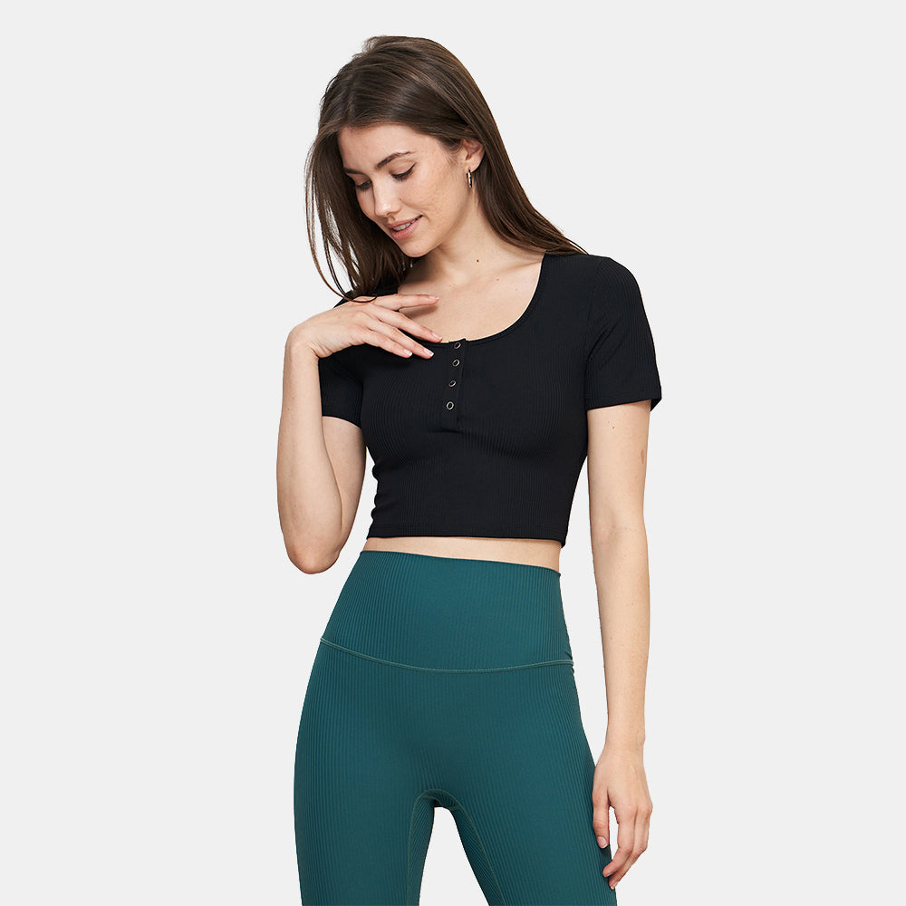 Short Sleeve Buckle Sports Top