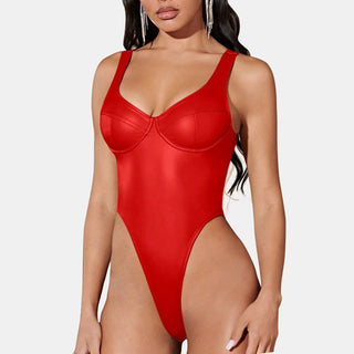 PU Leather Bustier Bodysuit