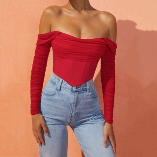 Off The Shoulder Mesh Corset
