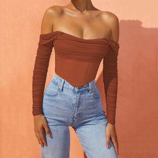 Off The Shoulder Mesh Corset