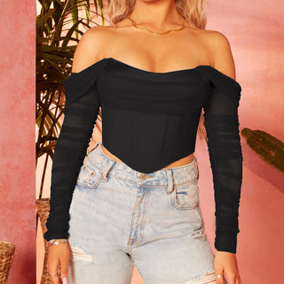 Off The Shoulder Mesh Corset