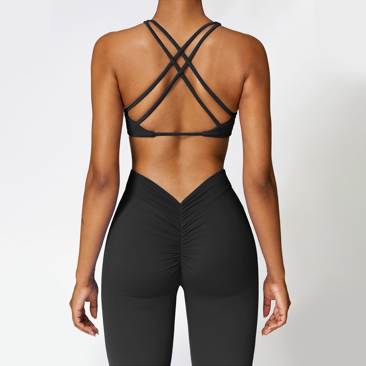 V-back Ruched Sport Flare Leggings - Miloslaw