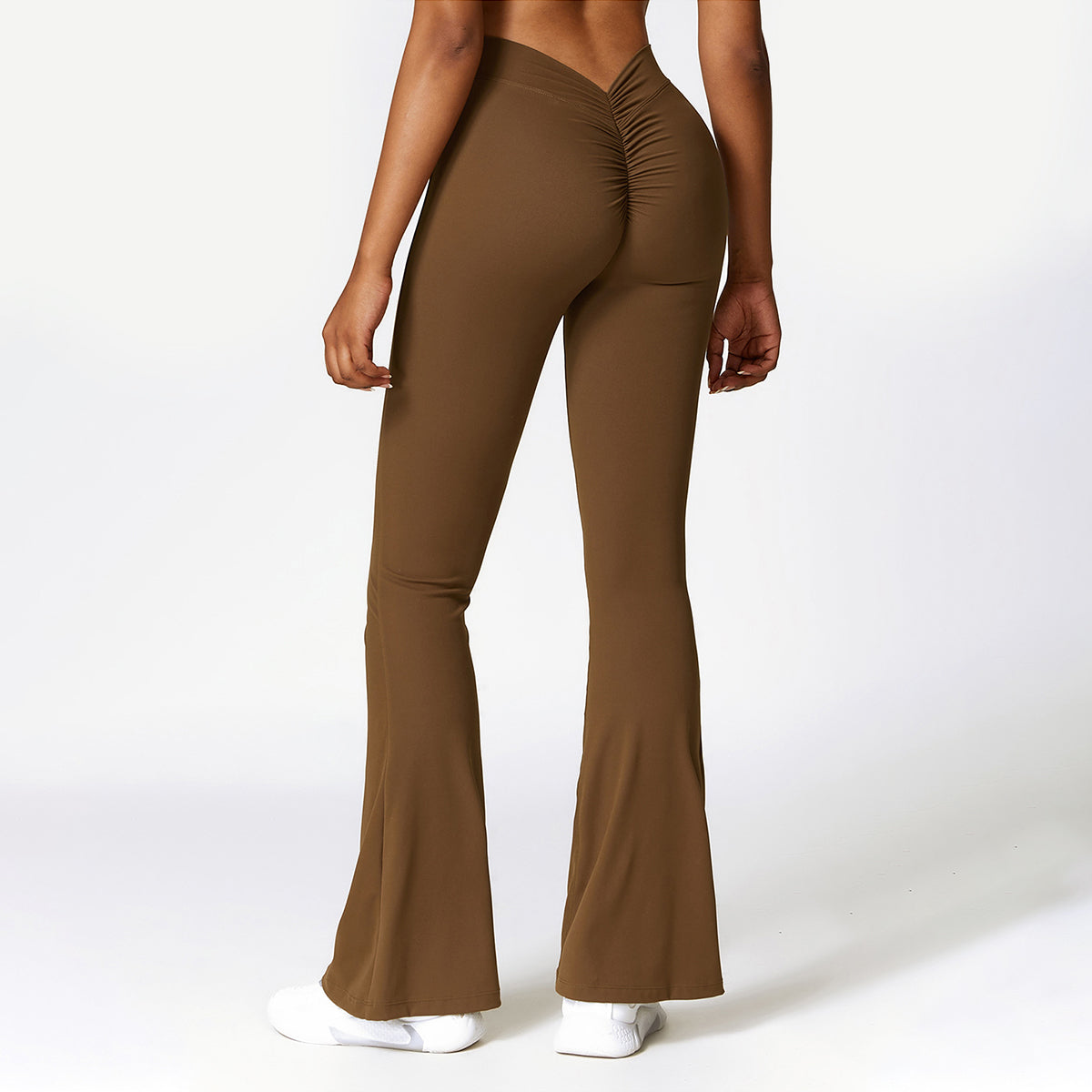 V-back Ruched Sport Flare Leggings - Miloslaw