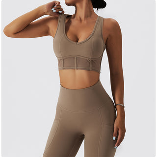 Sweetheart Neck Corset Backless Sports Bra