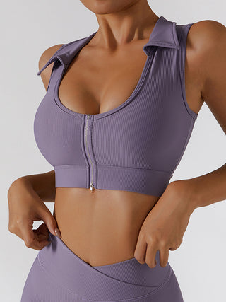 Collared Zip Front Sports Tank Top