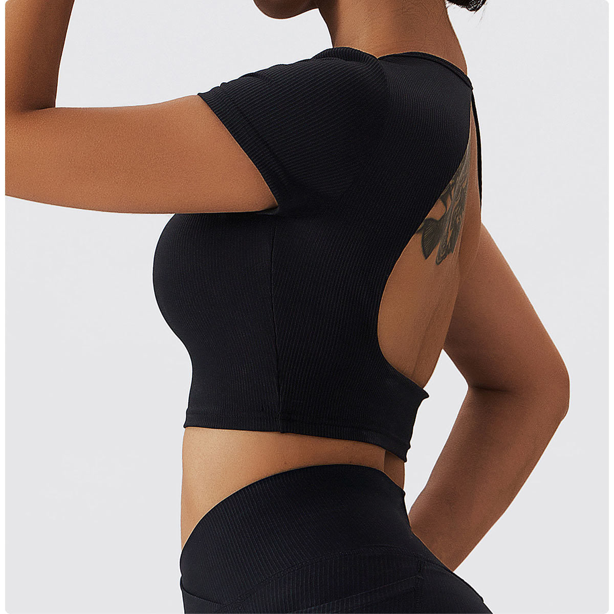 Short Sleeve Backless Top