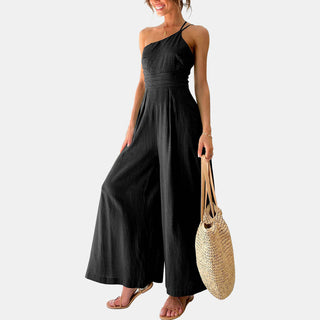 One Shoulder Wide Leg Jumpsuit