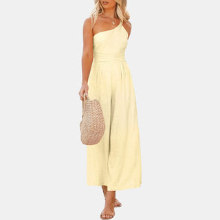 One Shoulder Wide Leg Jumpsuit