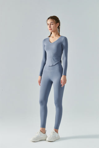 Ruched Curved Hem Yoga Sports Top