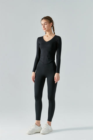 Ruched Curved Hem Yoga Sports Top