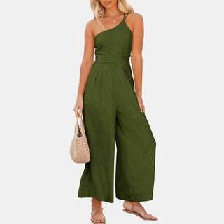 One Shoulder Wide Leg Jumpsuit
