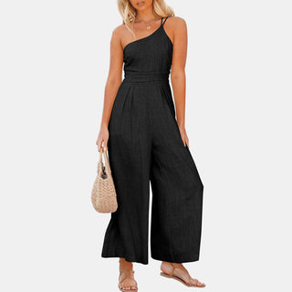 One Shoulder Wide Leg Jumpsuit
