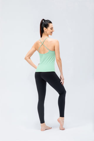 Spaghetti Strap Ruched Crisscross Tank Top