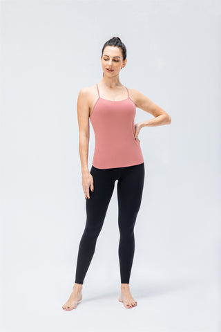 Spaghetti Strap Ruched Crisscross Tank Top
