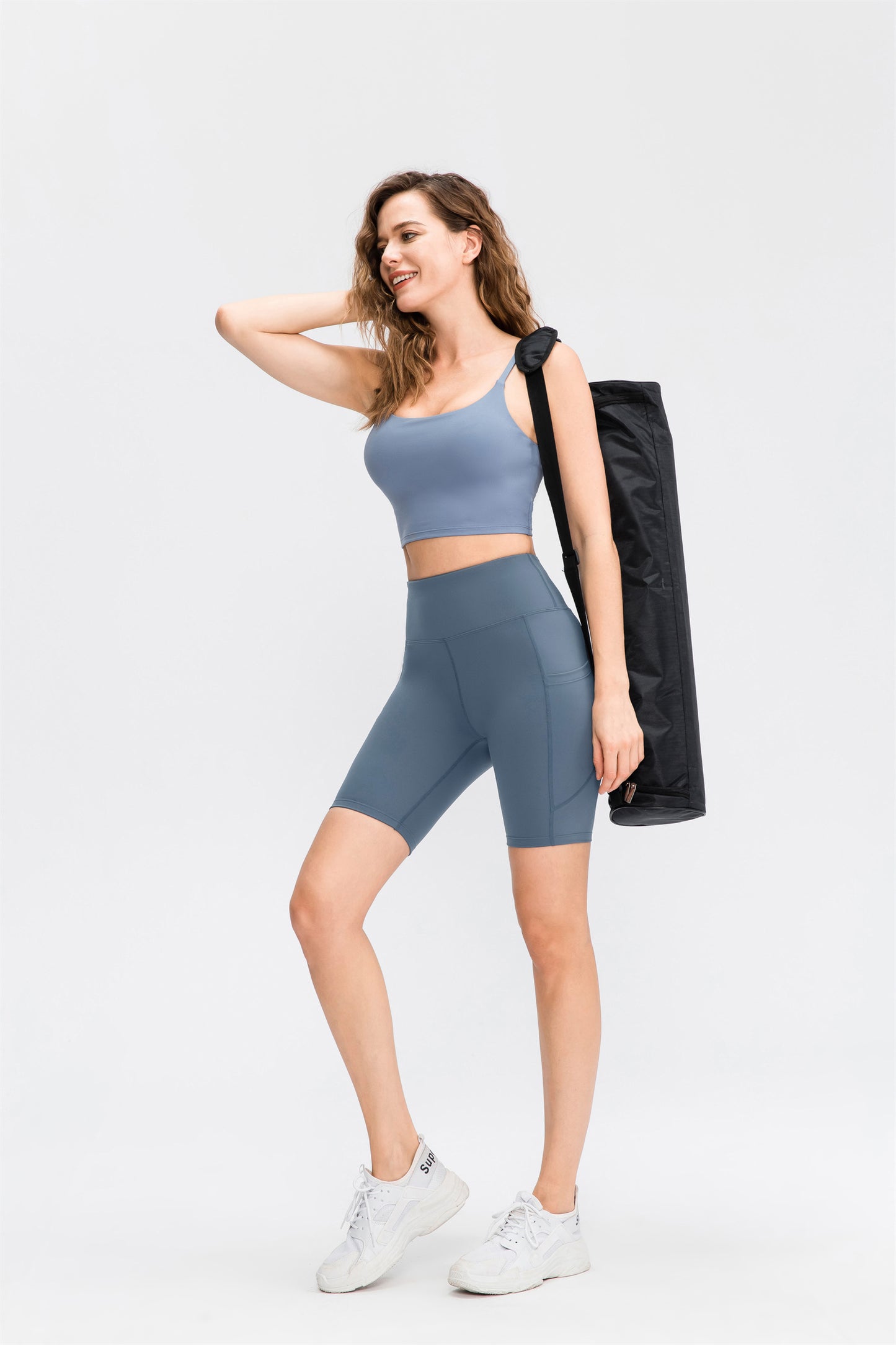 High Waisted Side Pocket Biker Shorts-Feel