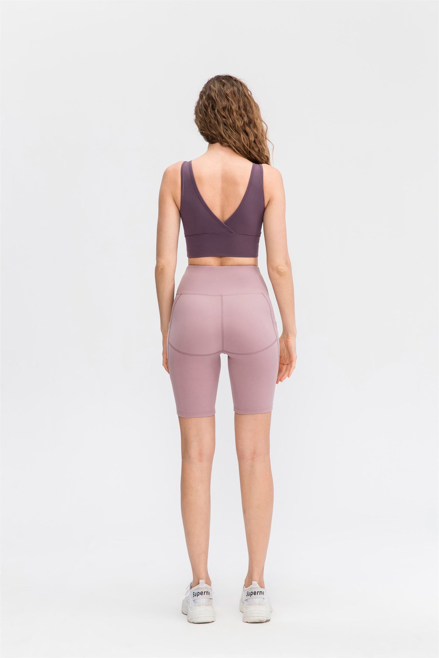 High Waisted Side Pocket Biker Shorts-Feel