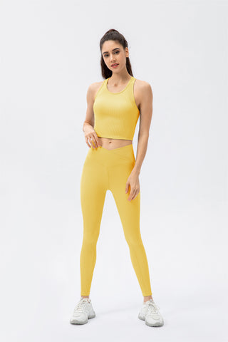 Cropped Tank Top & Crossover Leggings Set