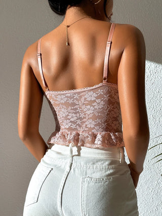 Lace Up Front Bustier Lace Cami Top