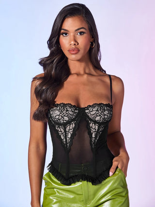 Lace Panel Mesh Cami Top
