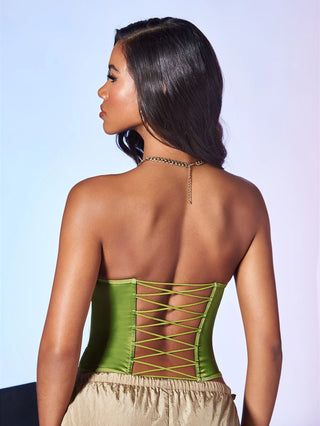 Lace Up Backless Bustier Tube Top