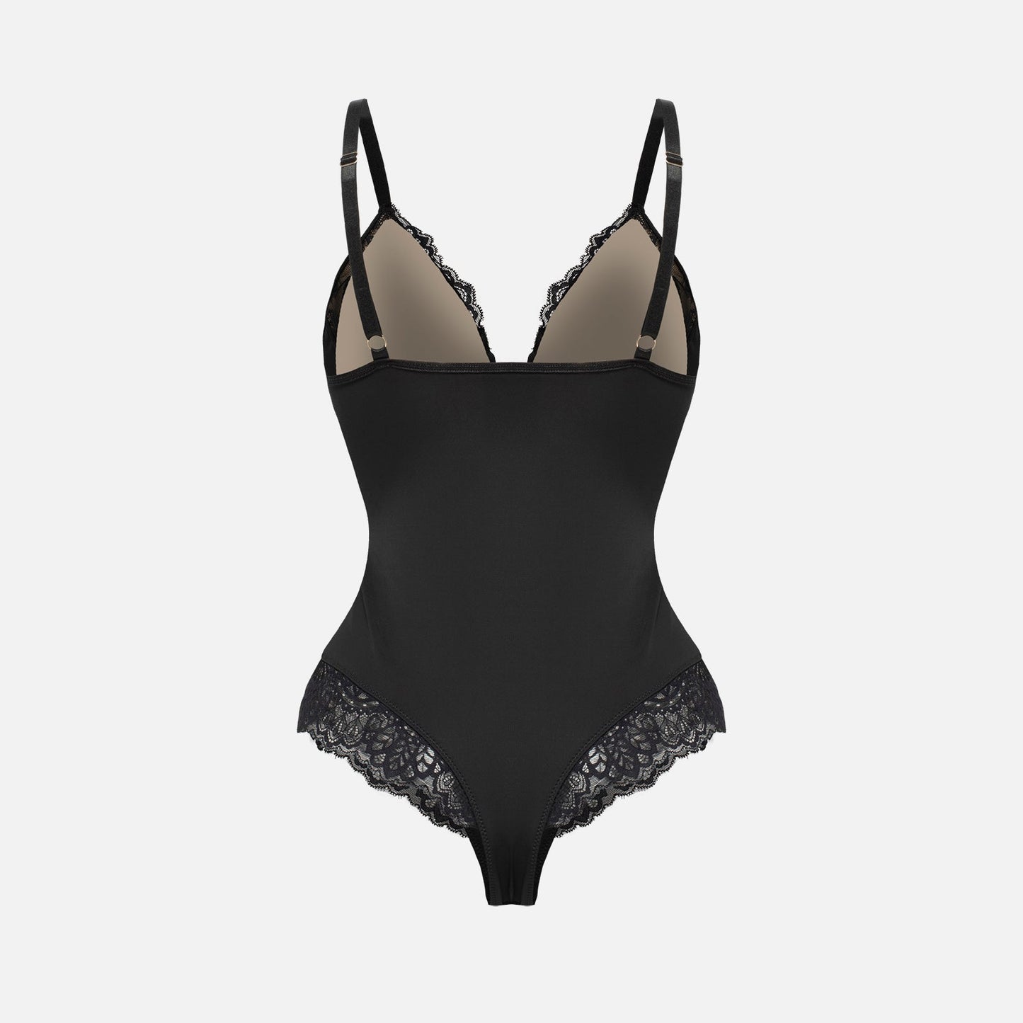 Deep-V Neck Lace Shapewear Bodysuit