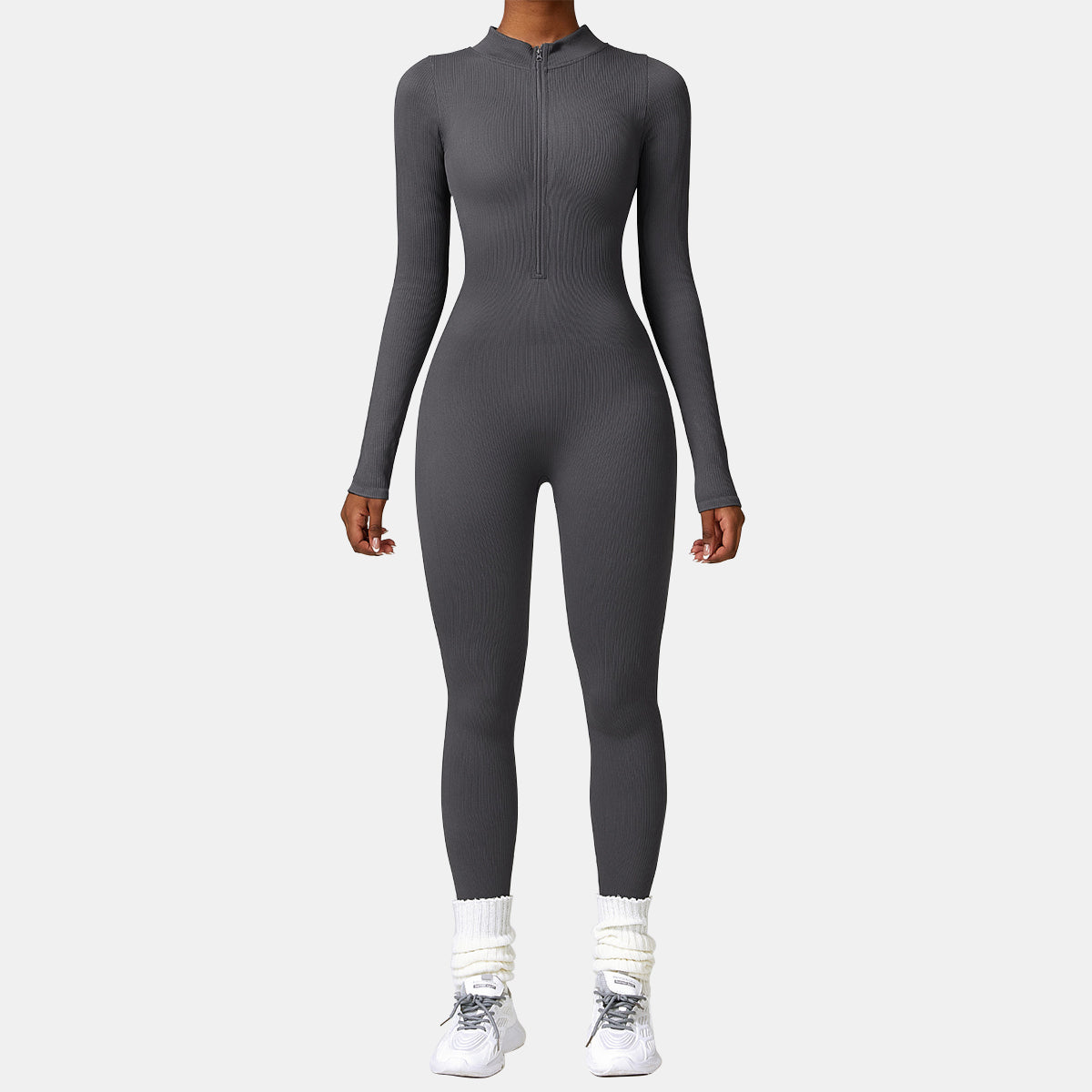 Seamless Zipper Long Sleeve Yoga Jumpsuit