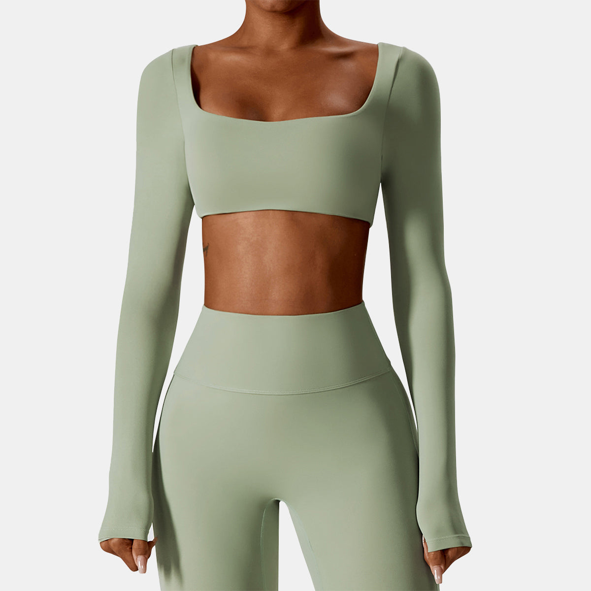 Square Neck Long Sleeve Sports Top