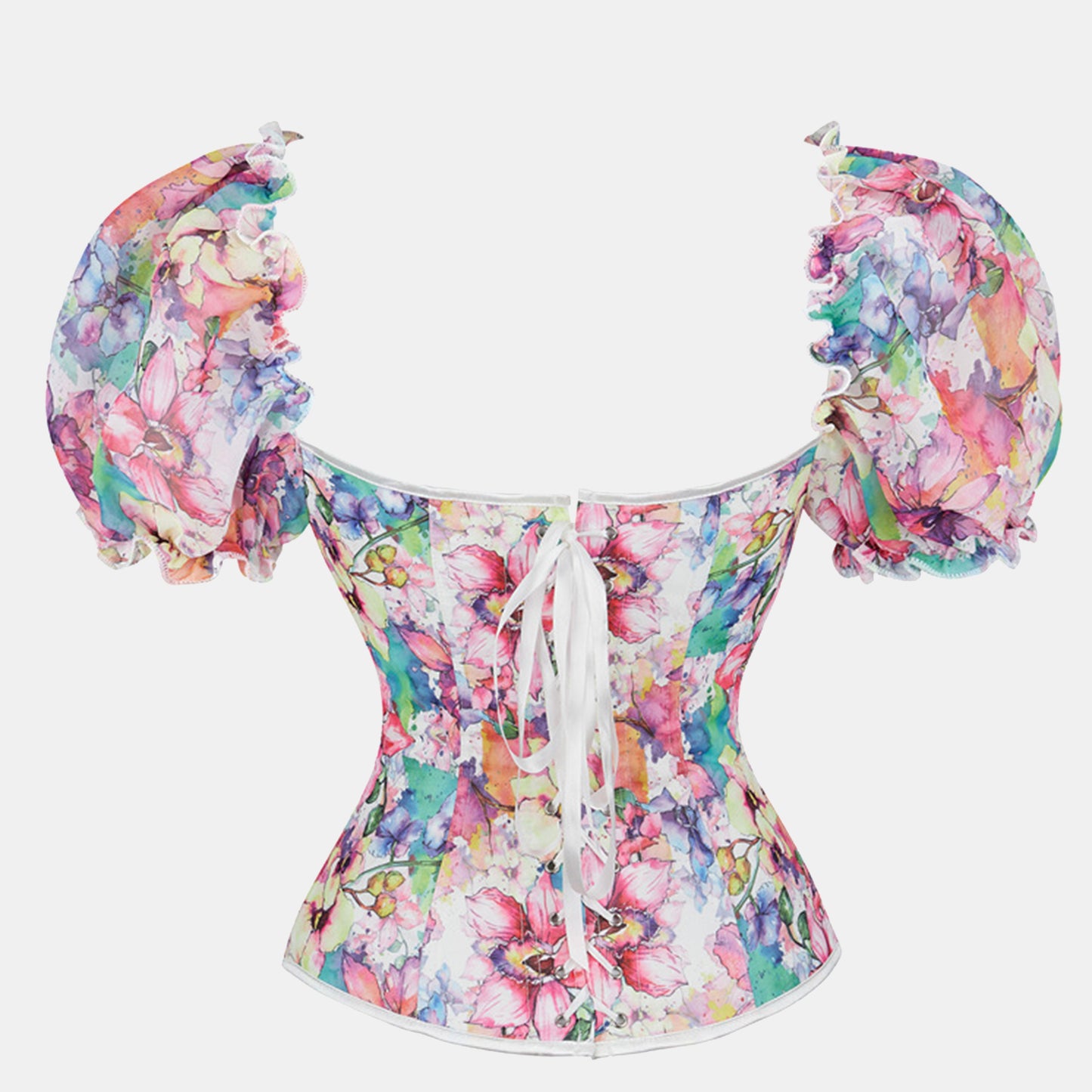 Ruffled Puff Sleeves Overbust Corset Top