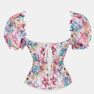 Ruffled Puff Sleeves Overbust Corset Top