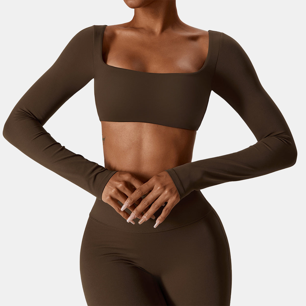 Square Neck Long Sleeve Sports Top