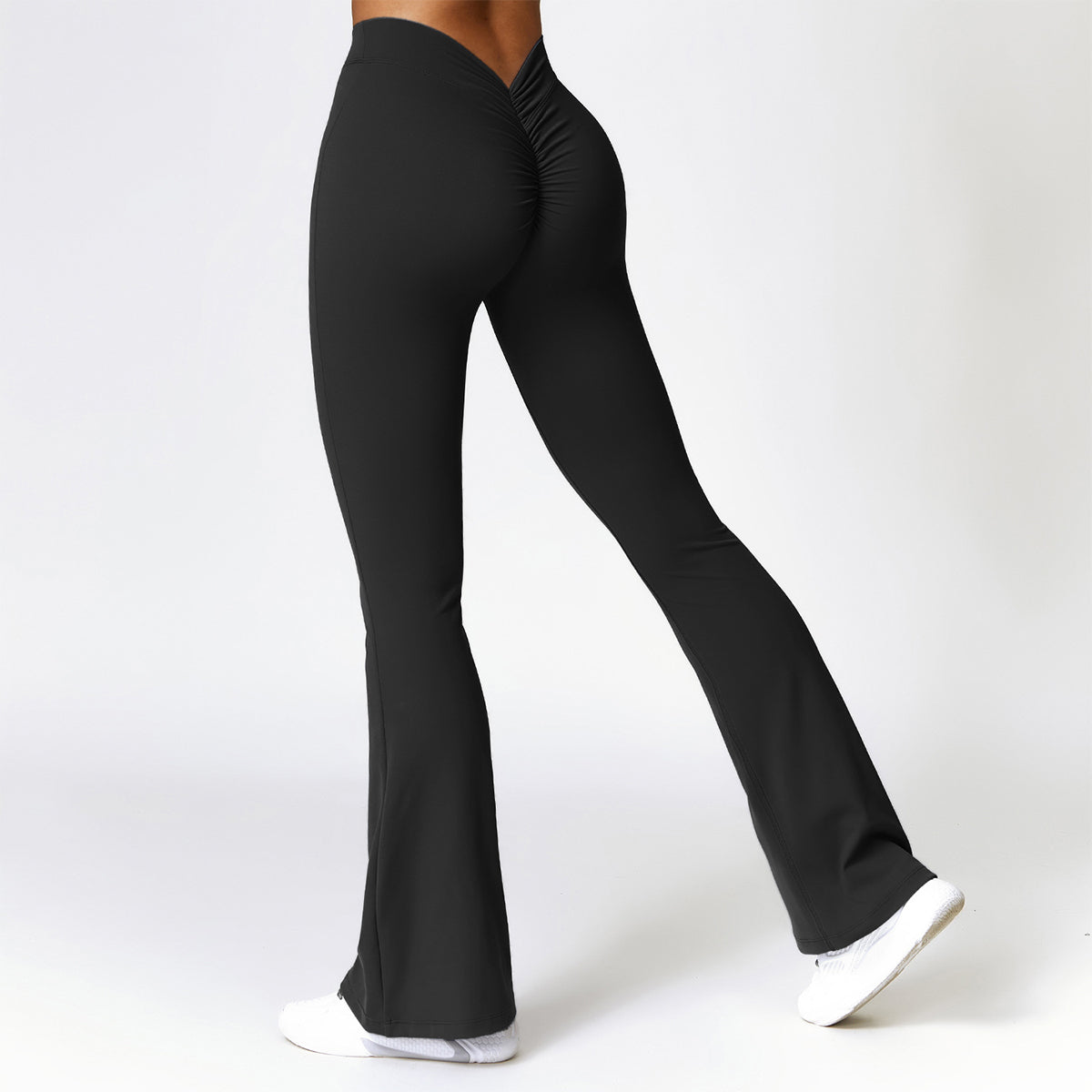 V-back Ruched Sport Flare Leggings - Miloslaw