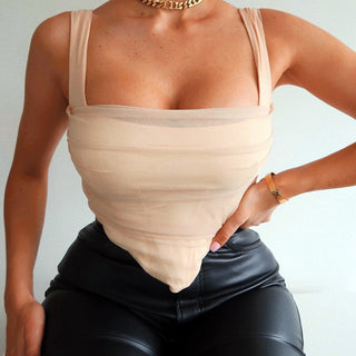 Square Neck Mesh Bustier Top