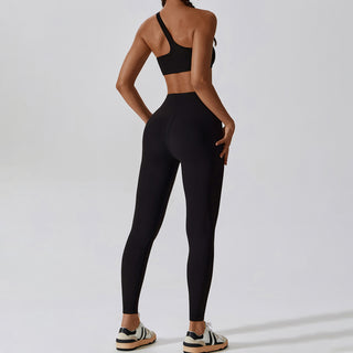 Irregular One Shoulder Workout Bra & Leggings Set