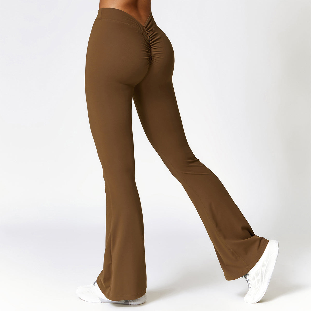 V-back Ruched Sport Flare Leggings - Miloslaw