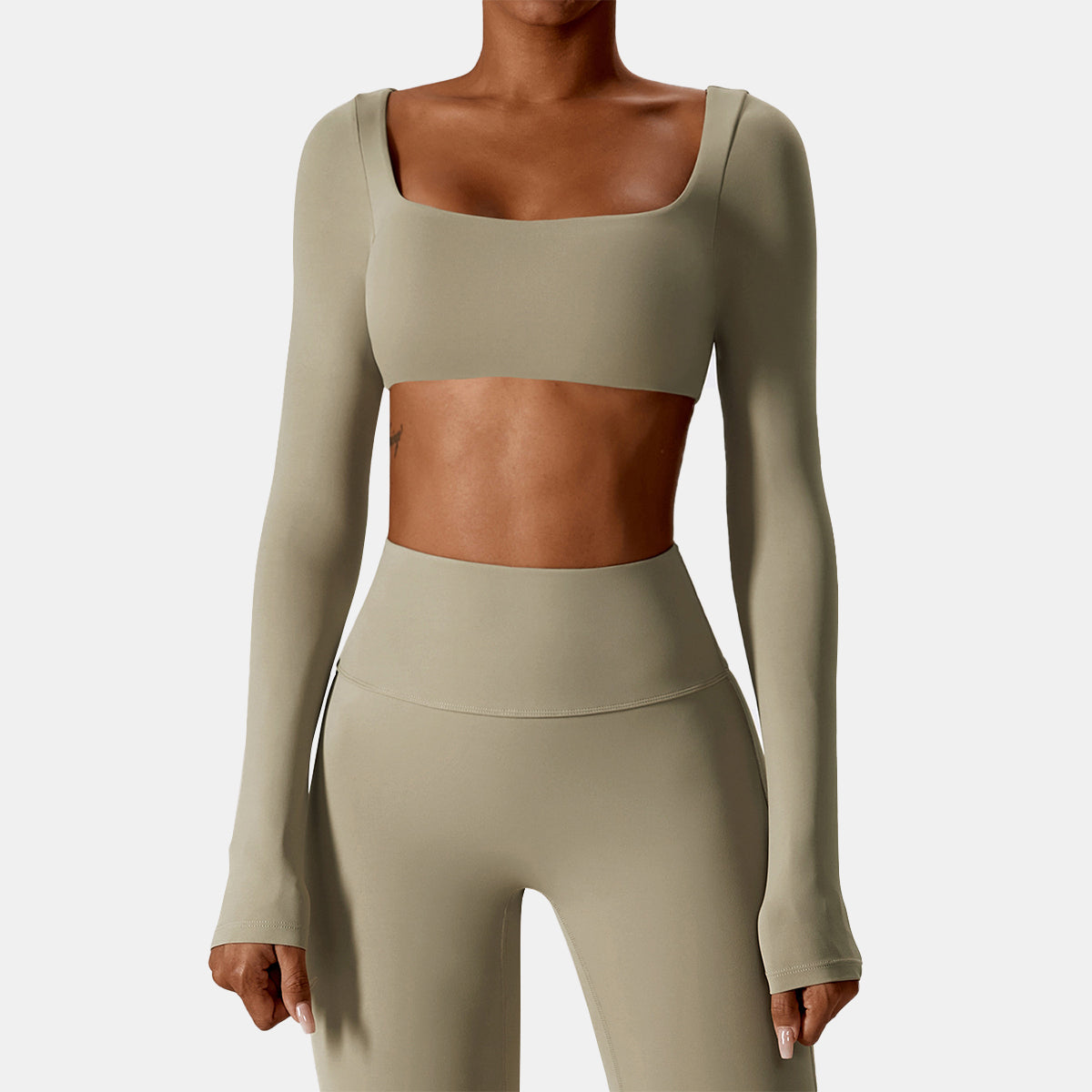 Square Neck Long Sleeve Sports Top