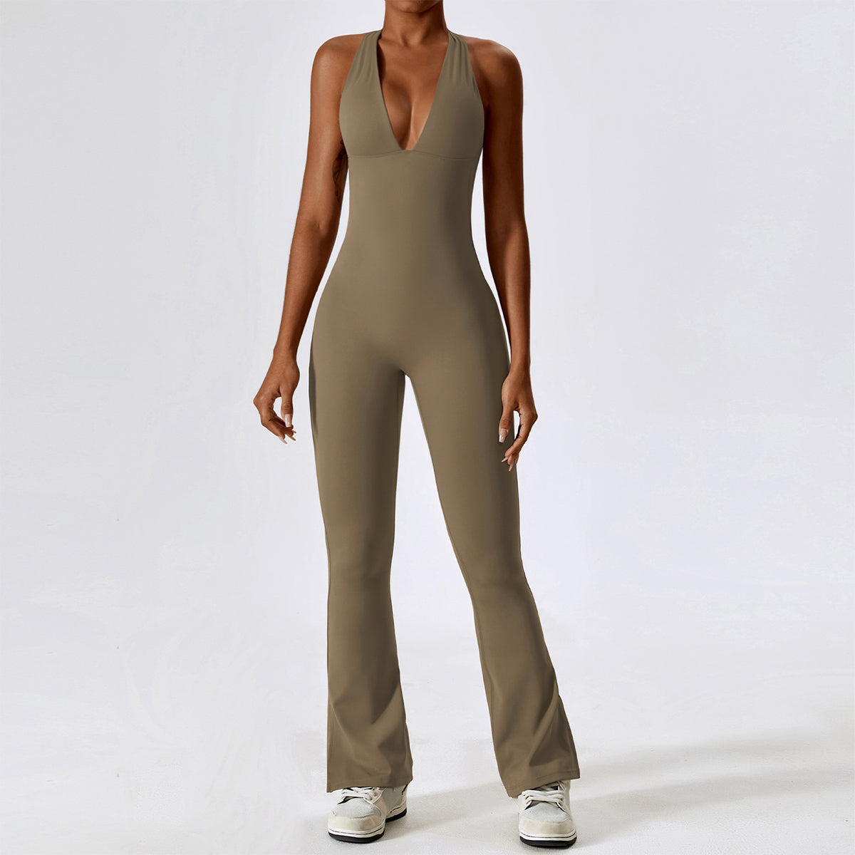 Halter Deep-V Neck Yoga Jumpsuit