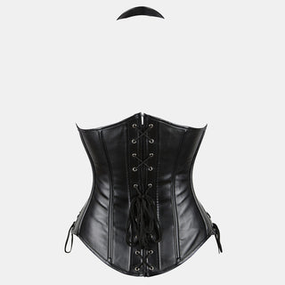 Leather Underbust Corset with Halter Strap