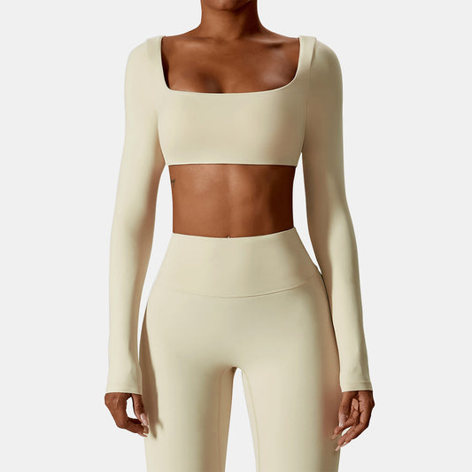 Square Neck Long Sleeve Sports Top