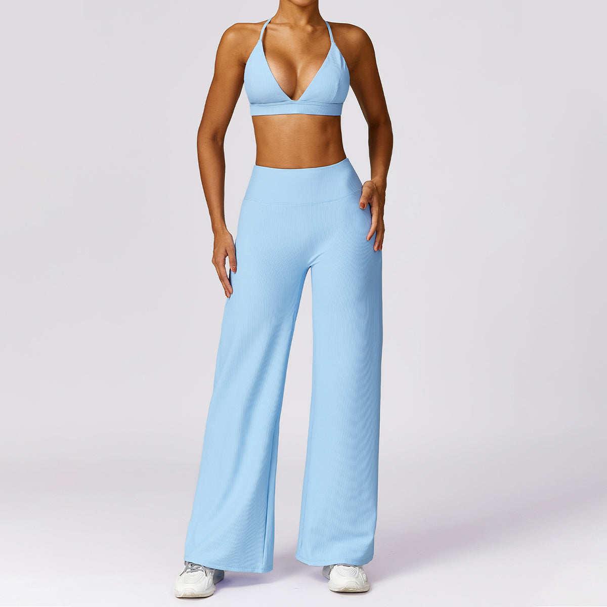 Rib Wide Leg Casual Pants