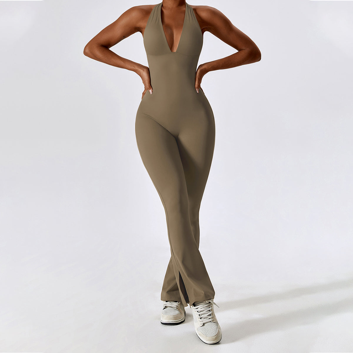 Halter Deep-V Neck Yoga Jumpsuit