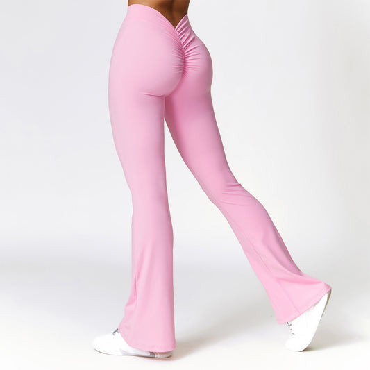 V-back Ruched Sport Flare Leggings - Miloslaw
